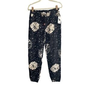 NWT PJ Salvage Small Black Stormy Monday Sunburst Tie Dye Lounge Pants #BXC/PQ33